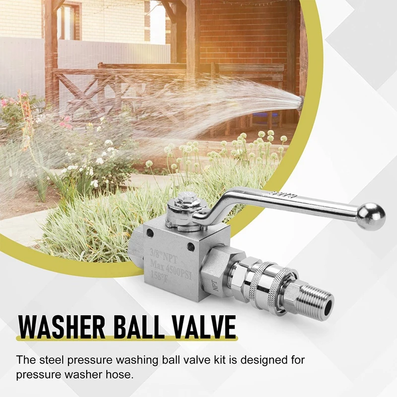 جهاز تنظيف يعمل بالضغط العالي الكرة صمام عدة خرطوم غسالة الطاقة 3/8 بوصة الاتصال السريع 4500 رطل لكل بوصة مربعة دائم سهلة التركيب سهلة الاستخدام