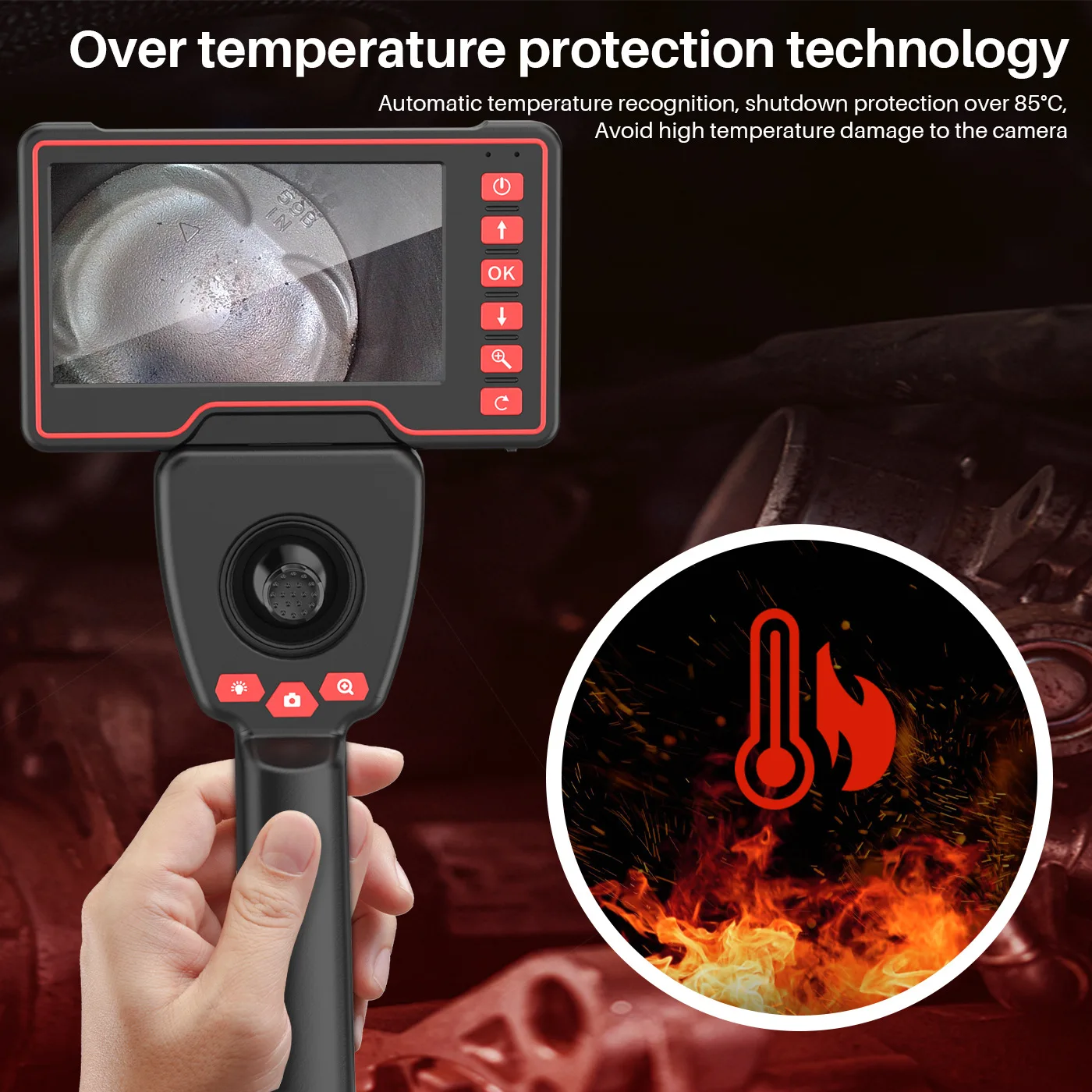 1080P 3.9 مللي متر/6 مللي متر 4-Way التوجيه المنظار الصناعي كاميرا توضيح Borescope مع شاشة 5.0 "فحص المجاري السيارات