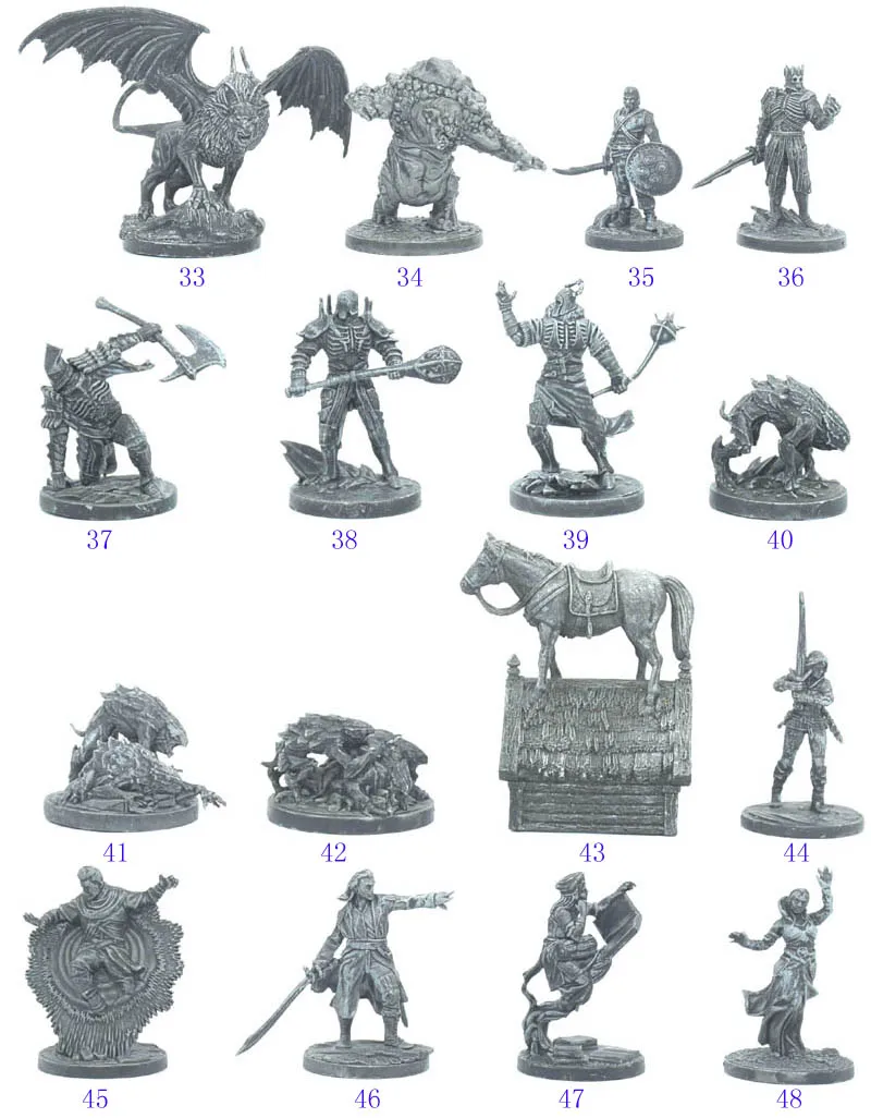 

Board Game Old World Miniatures No.33~48 Centaur House Skeleton King Flying Lion Monster Warrior Scholar Figures