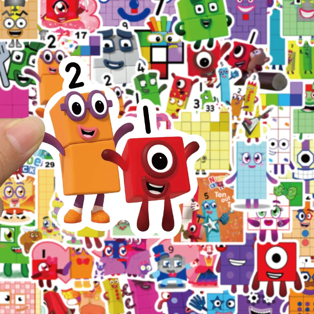 52pcs Children'S Enlightenment Numberblocks Cartoon Graffiti Stickers DIY Stationery School Supplies  Decorative Sticker Toy