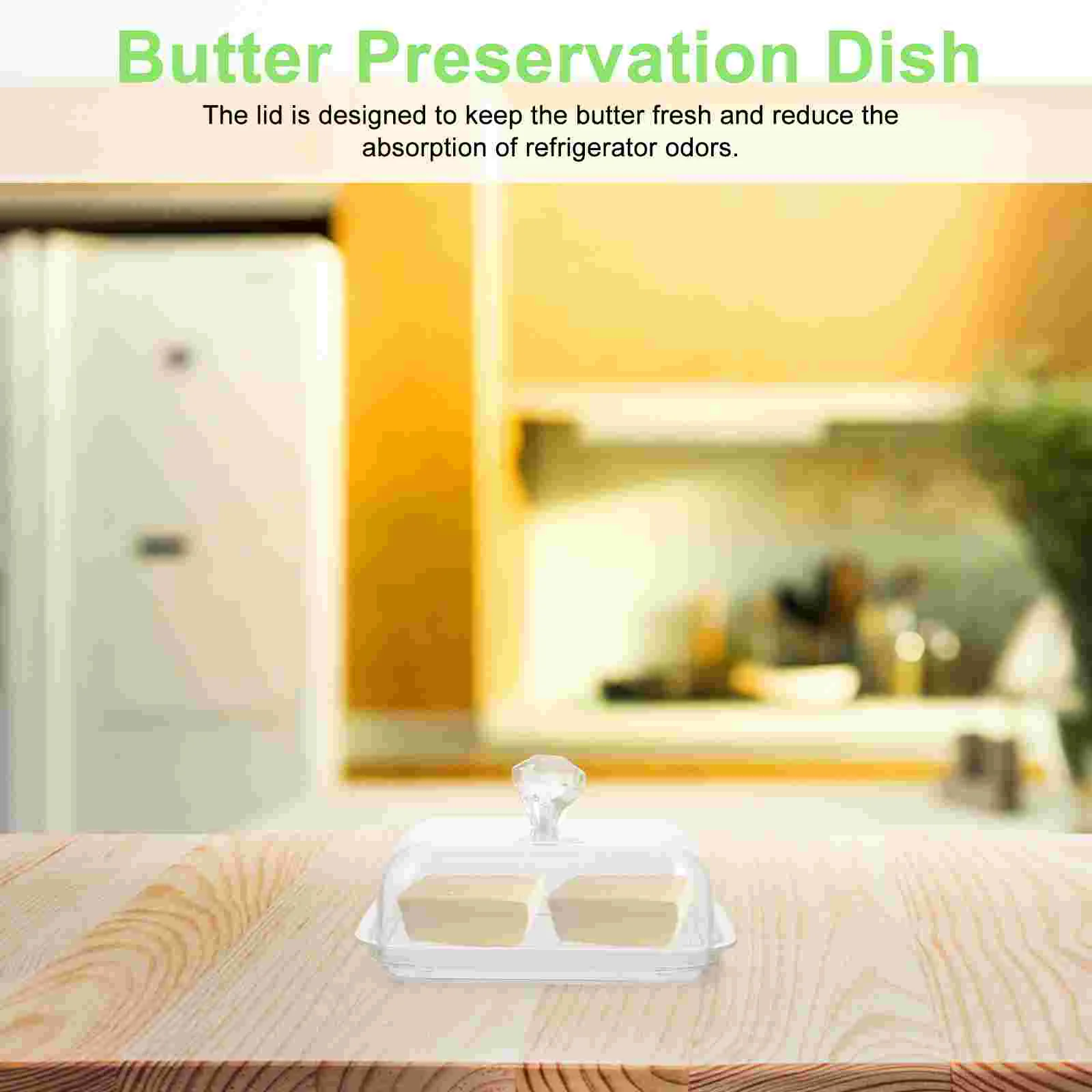 Butter Dish with Lid Box Home Tableware Dessert Server Crisper Cover Transparent Restaurant