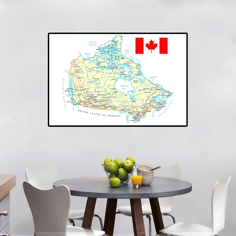 Toile décorative de la carte du Canada, 59x42cm, affiche artistique murale pour la maison, fournitures scolaires, cadeau de voyage