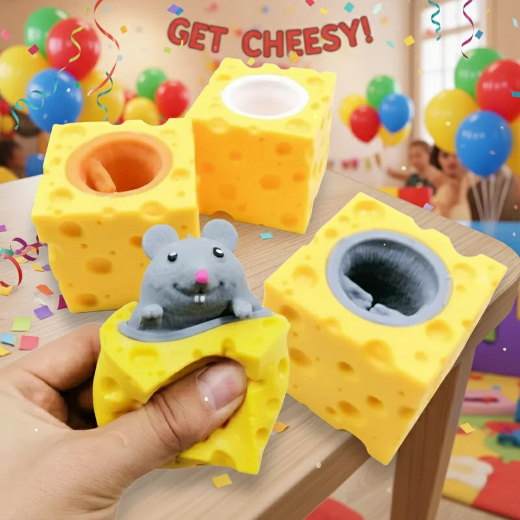 재미있는 쥐와 치즈 블록 스퀴즈 안티 스트레스 장난감 숨바꼭질 피규어 스트레스 해소 피젯 장난감 어린이 및 성인용 팝업