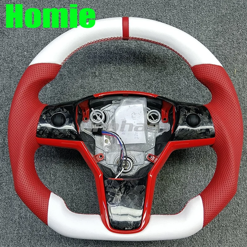 

Aroham Pefored Leather Steering Wheel White Leather for Modle 3 Modle Y 2017 2018 2019 2020 2021 2022 No Heating or Heating