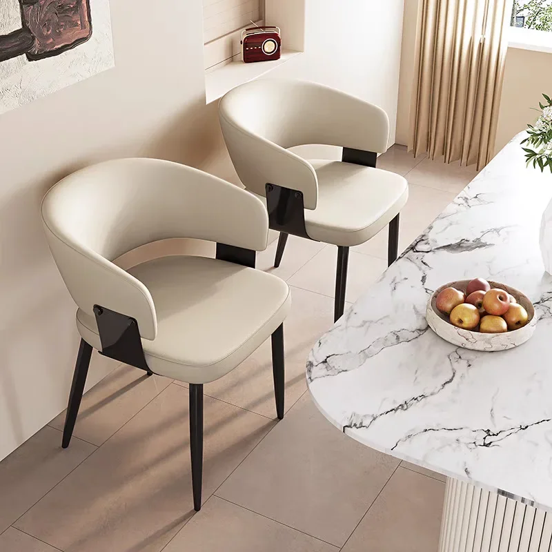 Dining Table and Chairs Italian Minimalist New Light Luxury High-end Home Backrest Stool Medieval Backrest Chair view 3