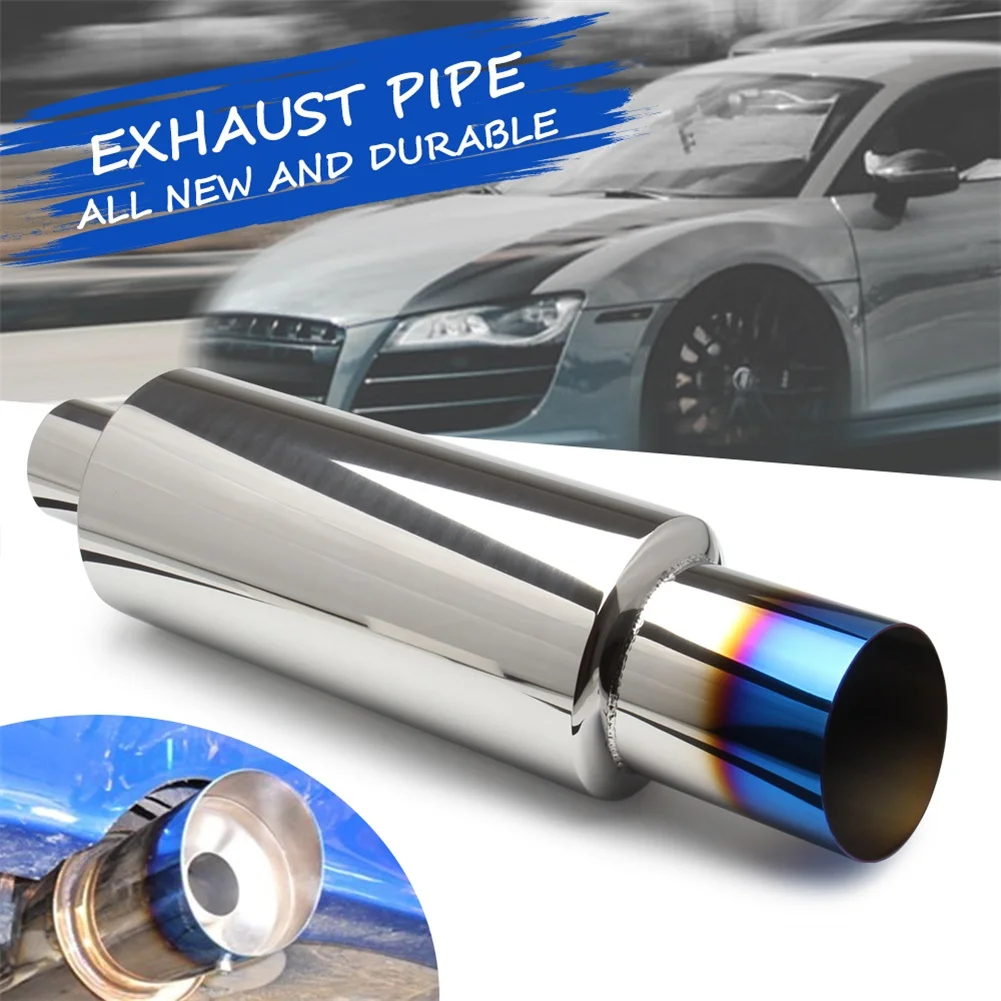 

Universal Automobile Modified Exhaust Pipe 2.0-inch In 3.0-inch Out Stainless Steel Muffler Baking Blue Tail Throat