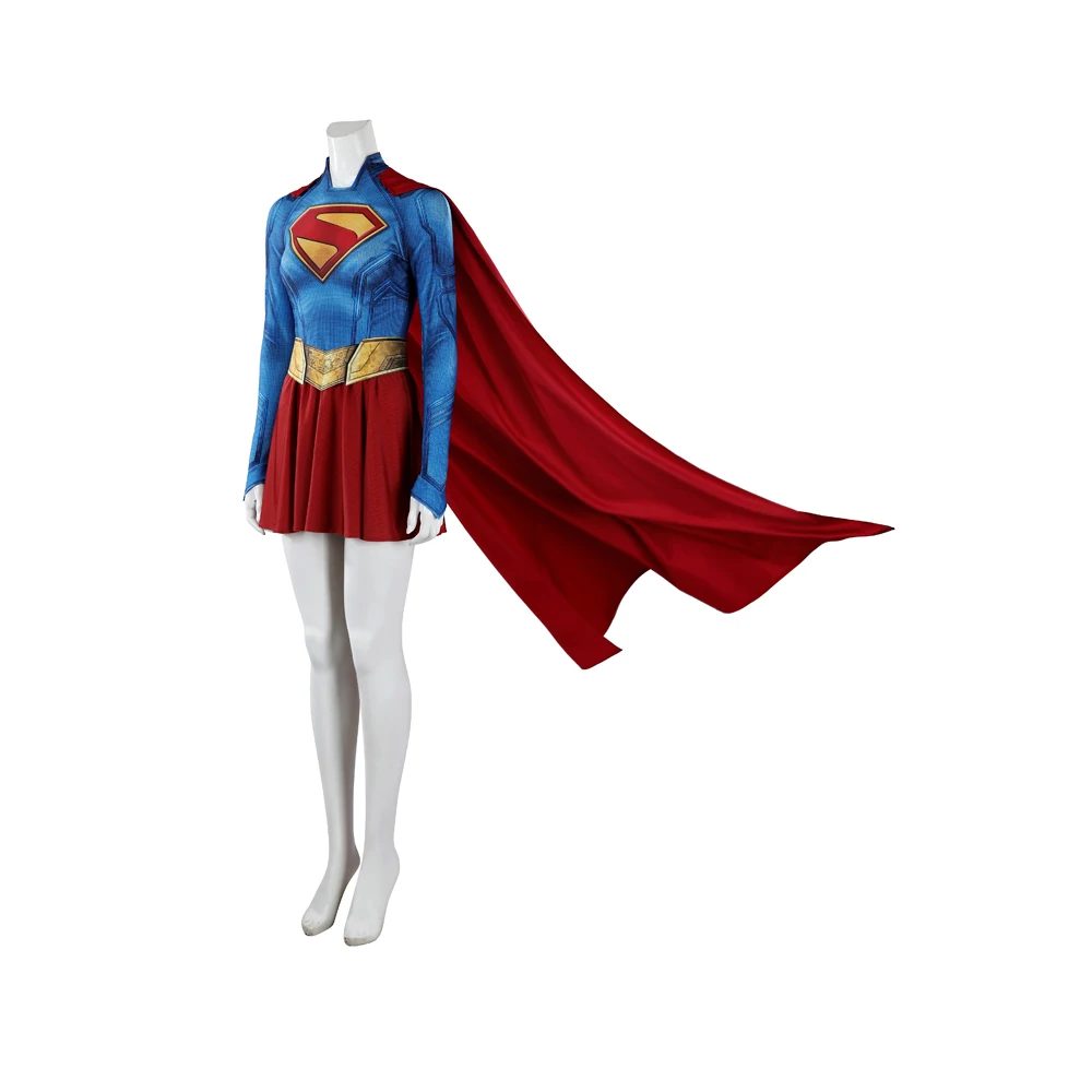 

Zentai Felman Superhero Kara Zor-EI Kent Cosplay Costume Coat Cloak Jumpsuit Skirt Belt Halloween Party Carnival Unifor