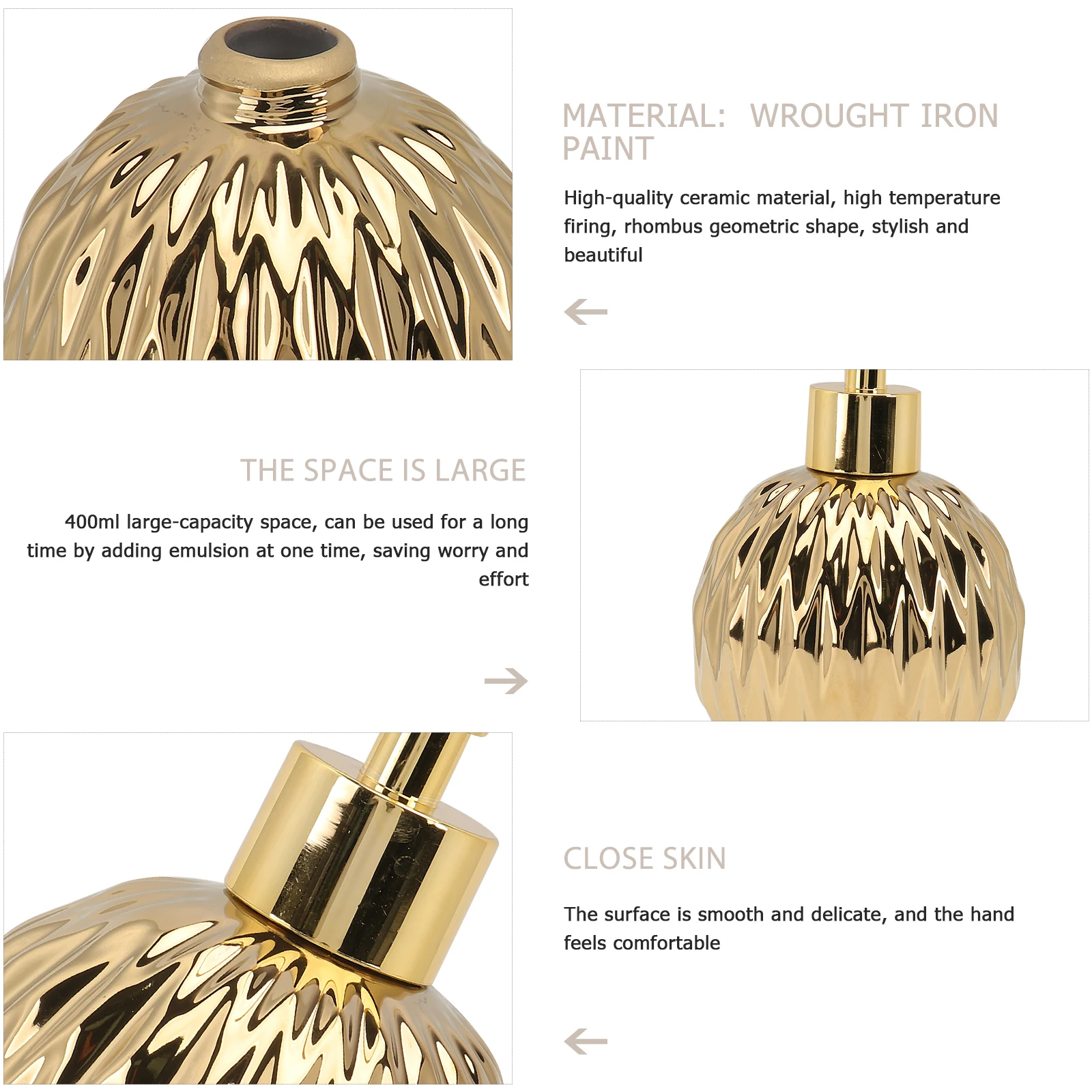 

1Pcs Golden Press-Type Bottle Large Capacity Lightweight Sealed Leakproof for Travel Shampoo Body Wash Face Cleanser Refillable