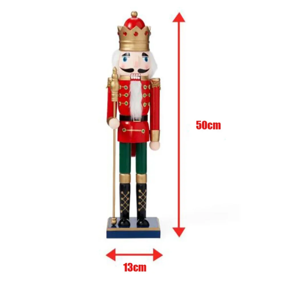 50CM Wooden Decorative Nutcracker Soldier Decorations 20 Inch Wooden Puppet Man New Year Christmas Party Decoration Crafts Gifts