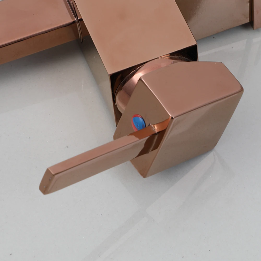 JIENI Solid Brass Faucet 360 Swivel Rose Gold Bathroom Sink Faucets Novel And Minimalist Single Lever Hot Cold Mixer Tap
