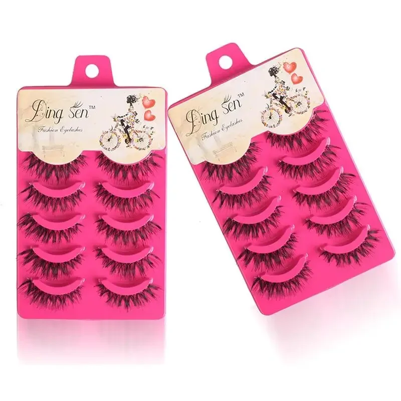 Natural Thick Full False Eyelashes Super Long Chris Cross Eyelashes Charm 3D Staggered Eyelashes