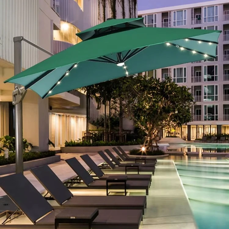 

Windproof Outdoor Courtyard Parasol square Umbrella with Roman Umbrella