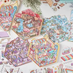 Miniature Landscaping Sticker Amusement Party Hot Spring Ice World 3D Stickers School Supplies Stress Relieving Toy Party Favors