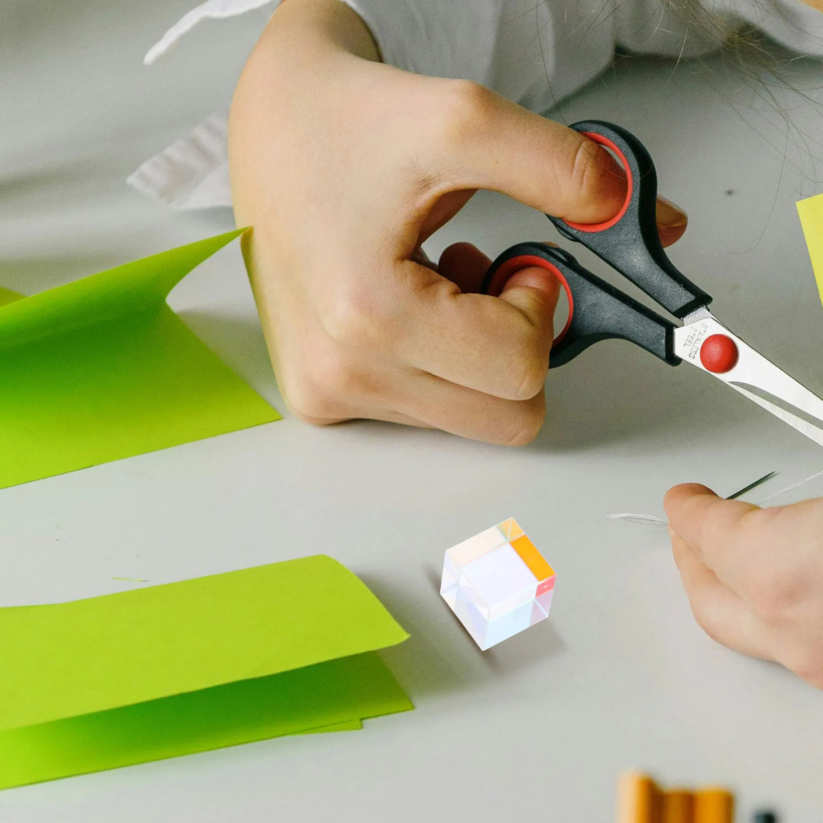 Clear Glass Prism Cube for Light Dispersion Experiments Physics Teaching Aid for Refraction Demonstration Home School and