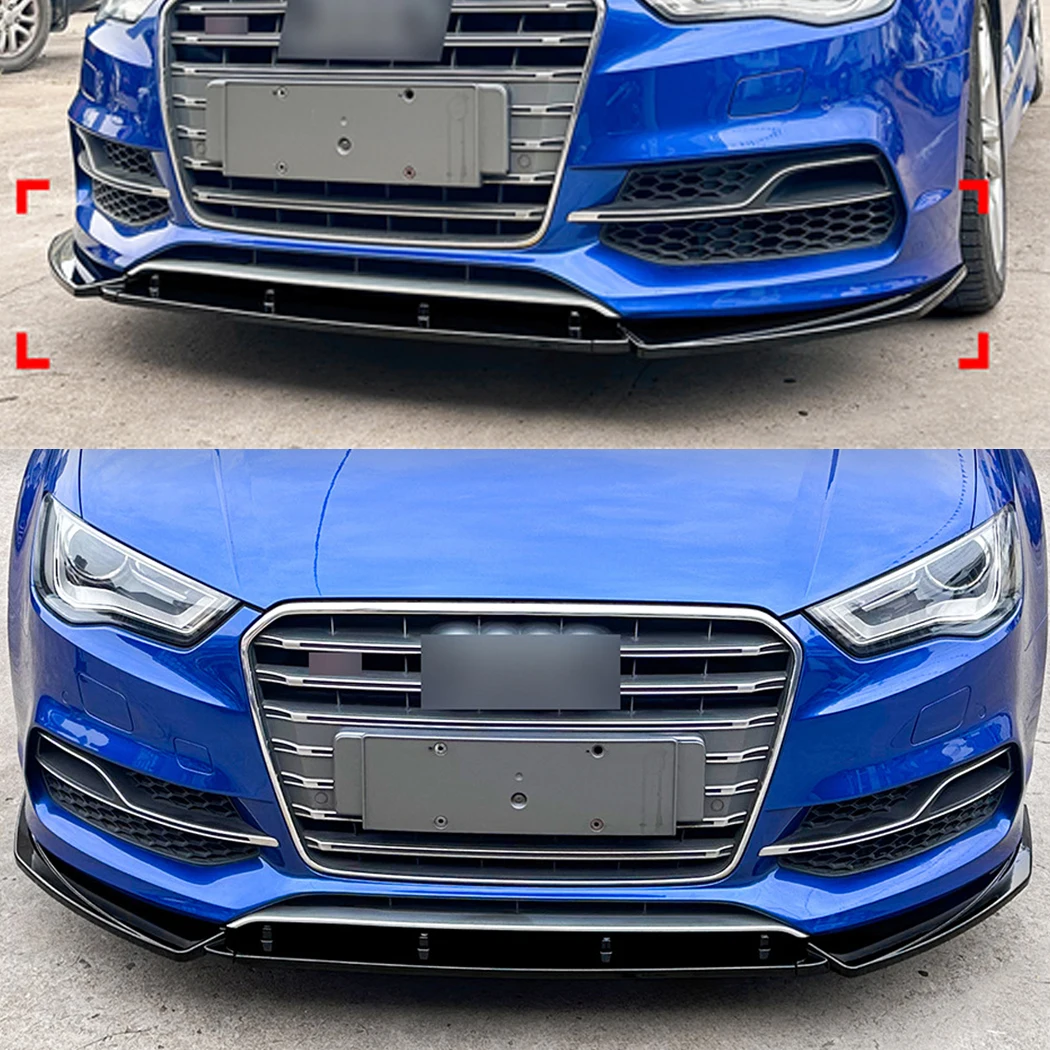 For Audi A3 S3 8V Standard TDI TFSI Saloon / Sportback 2013 2014 2015 2016 Front Bumper Spoiler Splitter Lip Diffuser Body Kit view 3