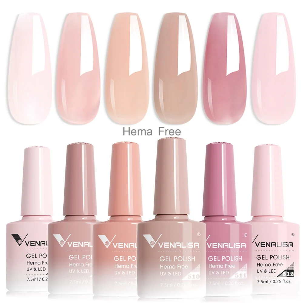 Venalisa Gel-Nagellack-Set, VIP-Kollektion, HEMA-FREI, Nagelgel, rosa Farbe, semi-permanenter Lack, Marken-Geschenkset, 6 Stück x 7,5 ml – Detail 12