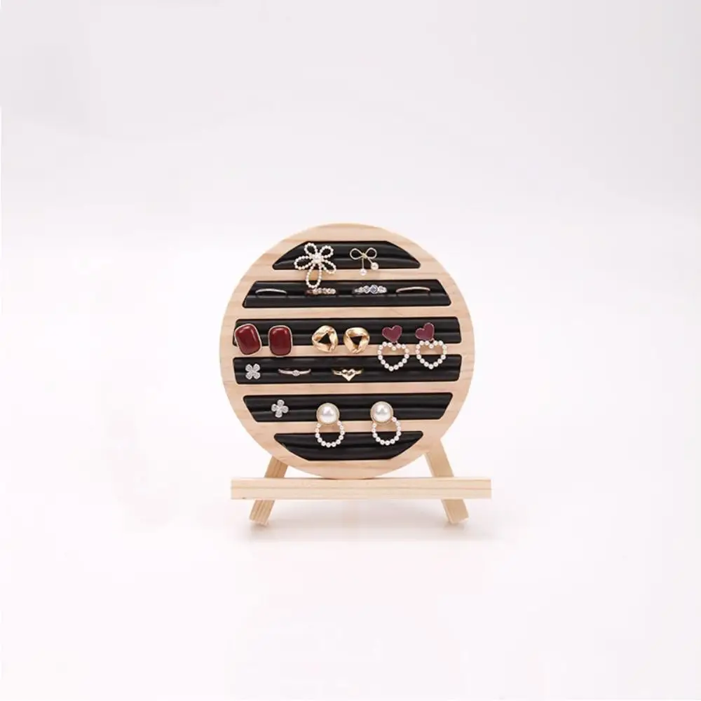 Стойка для демонстрации ювелирных изделий круглой формы, бархатная подкладка, ожерелье, браслет, кольцо, держатель для сережек, деревянная витрина, органайзер для ювелирных изделий