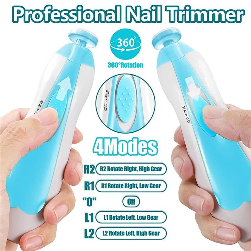 AS96-아기 손톱 다듬기 전동기, 6 in 1 충전식 아기 손톱깎이 매니큐어 세트, 그루밍 키트
