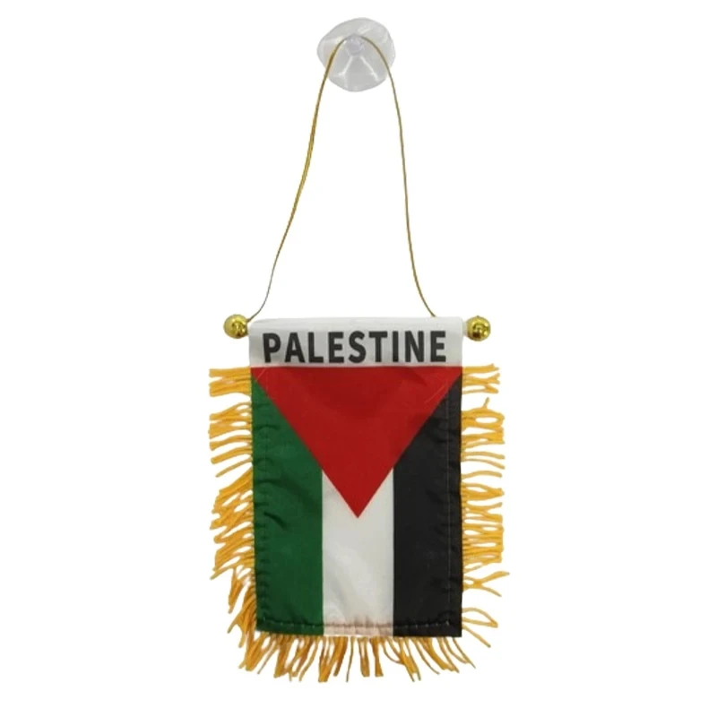 1Pcs Palestine Small Hanging Flag Double Sided Tassel With Sucking Disc Car Decoration Hanging Flag Mini Pennant