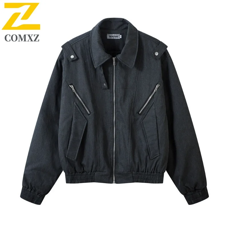 

COMXZ Мужская одежда Куртки Ветрозащитные Кемпинг Корейская повседневная уличная гоночная куртка Ежедневная прогулочная университетская куртка премиум-класса