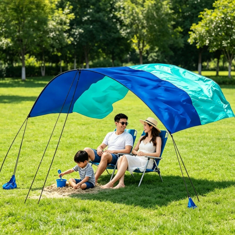 Waterproof Wind Resistant Beach Sun Shelter Portable Camping Tarp for Seaside Vacation 캠핑 타프