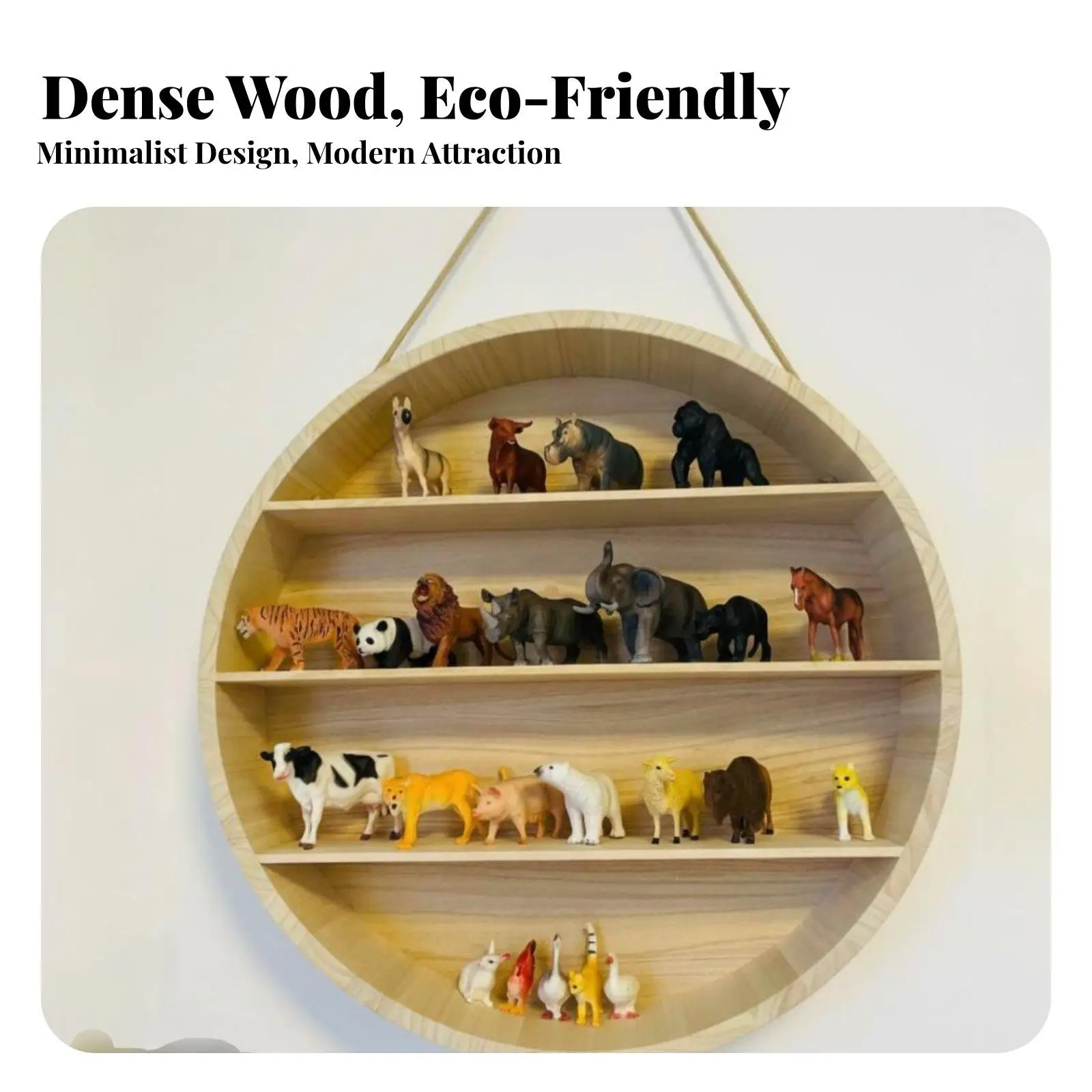 Round Wall Shelf Solid Wood Circular Hanging Shelf Multi-Tier Design Circular Display Rack for Parents, Collectors, children's