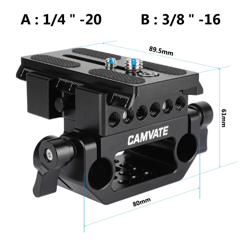 CAMVATE Camera Baseplate Manfrotto Quick Release Plate Clamp With 15mm Dual Rod Clamp Base For Manfrotto 577/501/504/701 Tripod