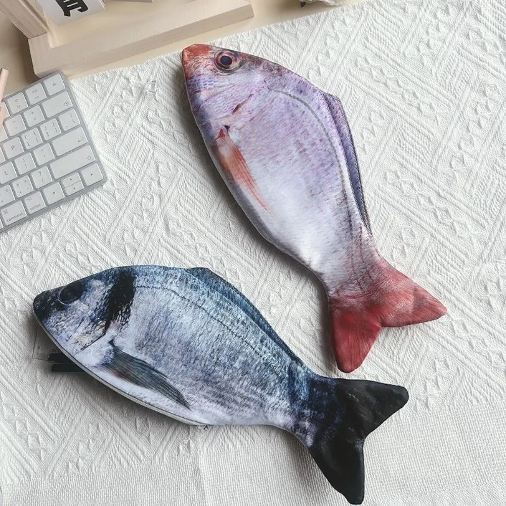 Simulation Salted Fish Shape Pen Bag Funny Cute Design Fish Pencil Case Creative Novetly Stationery Storage Bag Student