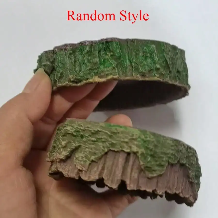 1 pcs Tree Stump  Shaped Reptile Food  Water Bowl Resin Terrarium Decor for Lizards Snakes Small or Large Sizes view 3