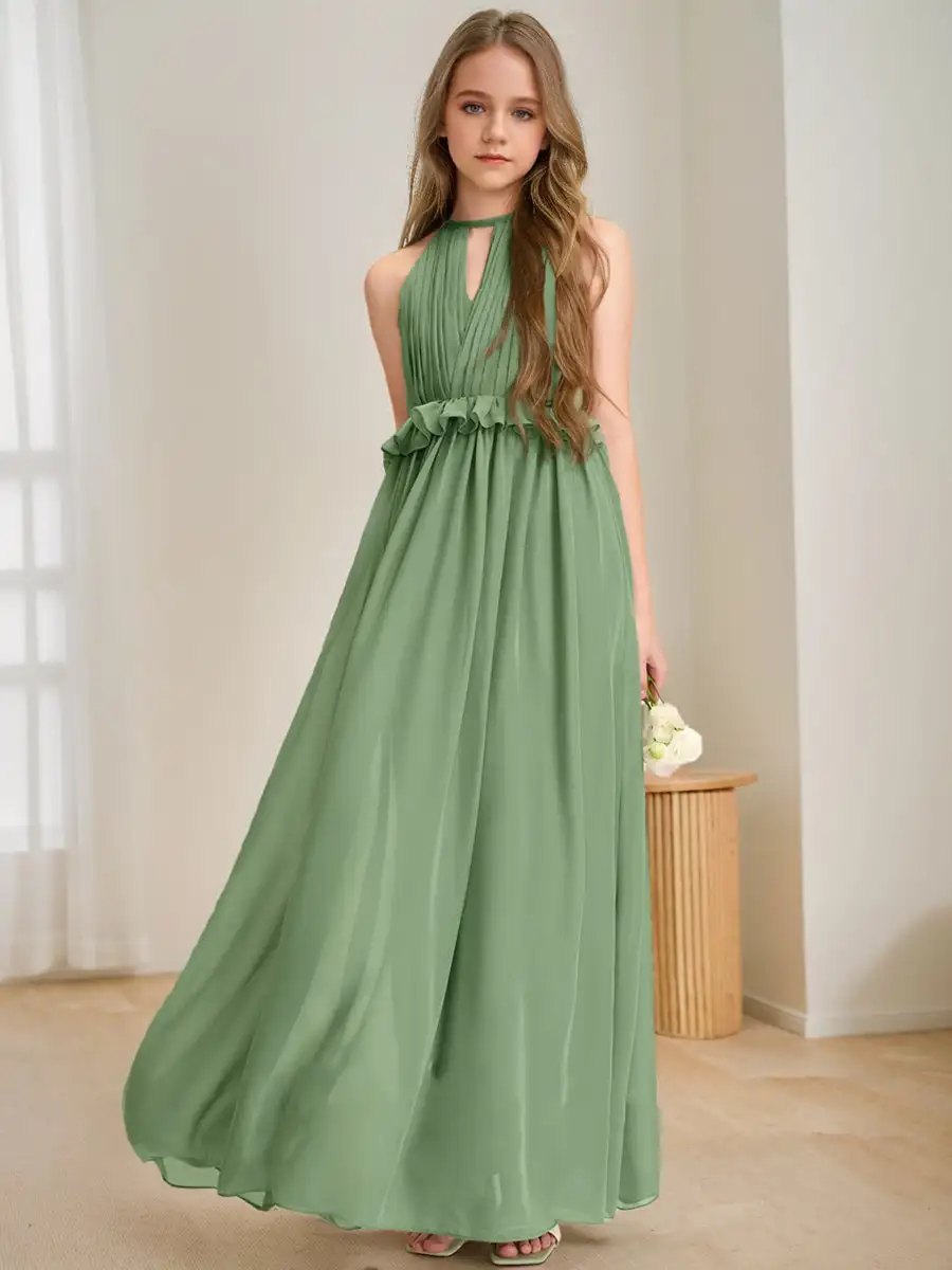 Custom Princess Flower Girl Dress Wedding Use Sleeveless Floor-Length Gown Classic Birthday Party and First Communion Ball Dress