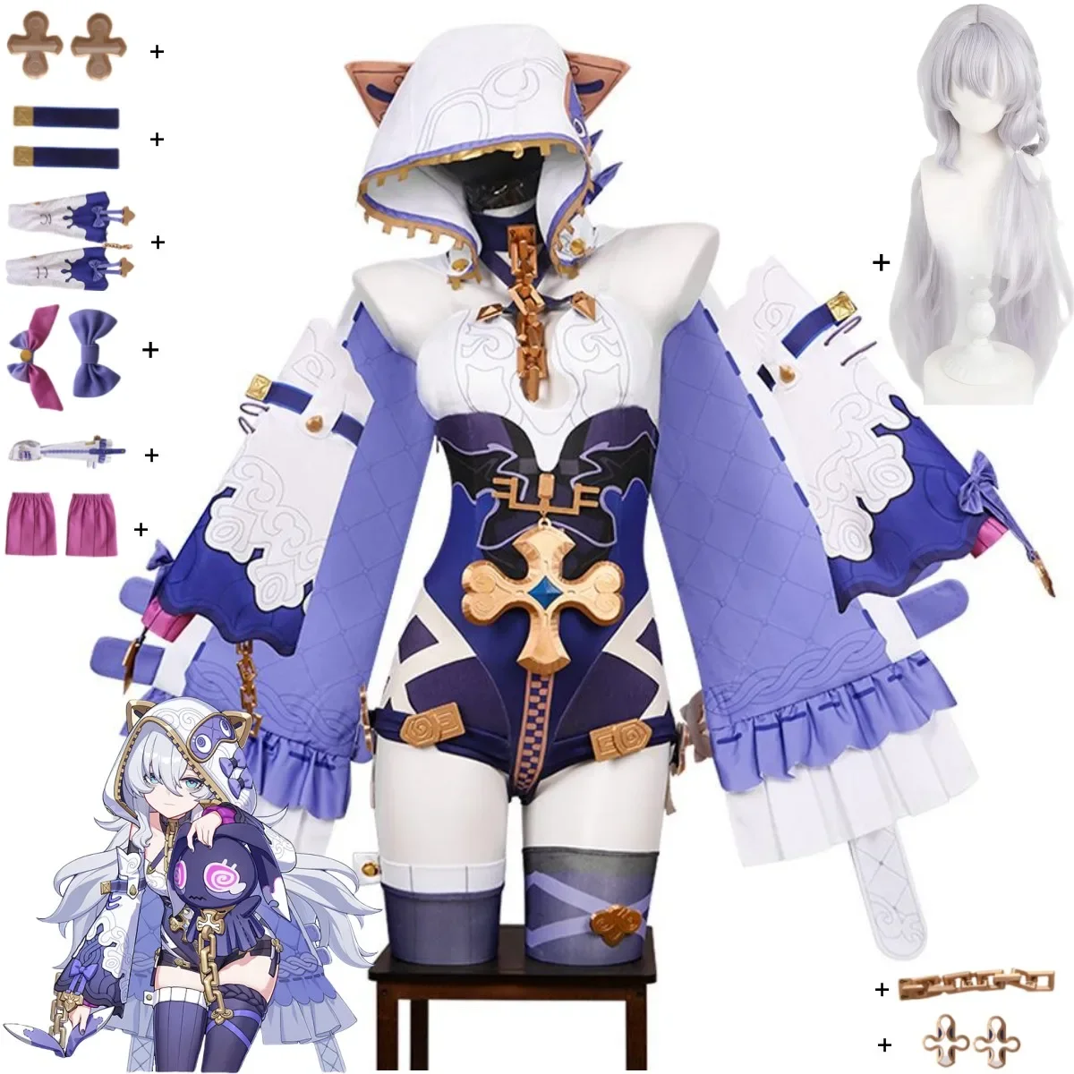 Game Honkai Impact 3 Theresa Apocalypse Cosplay Costume Schicksal Archbishop Hooded Shawl Jumpsuits Uniform Woman Sexy Party Set