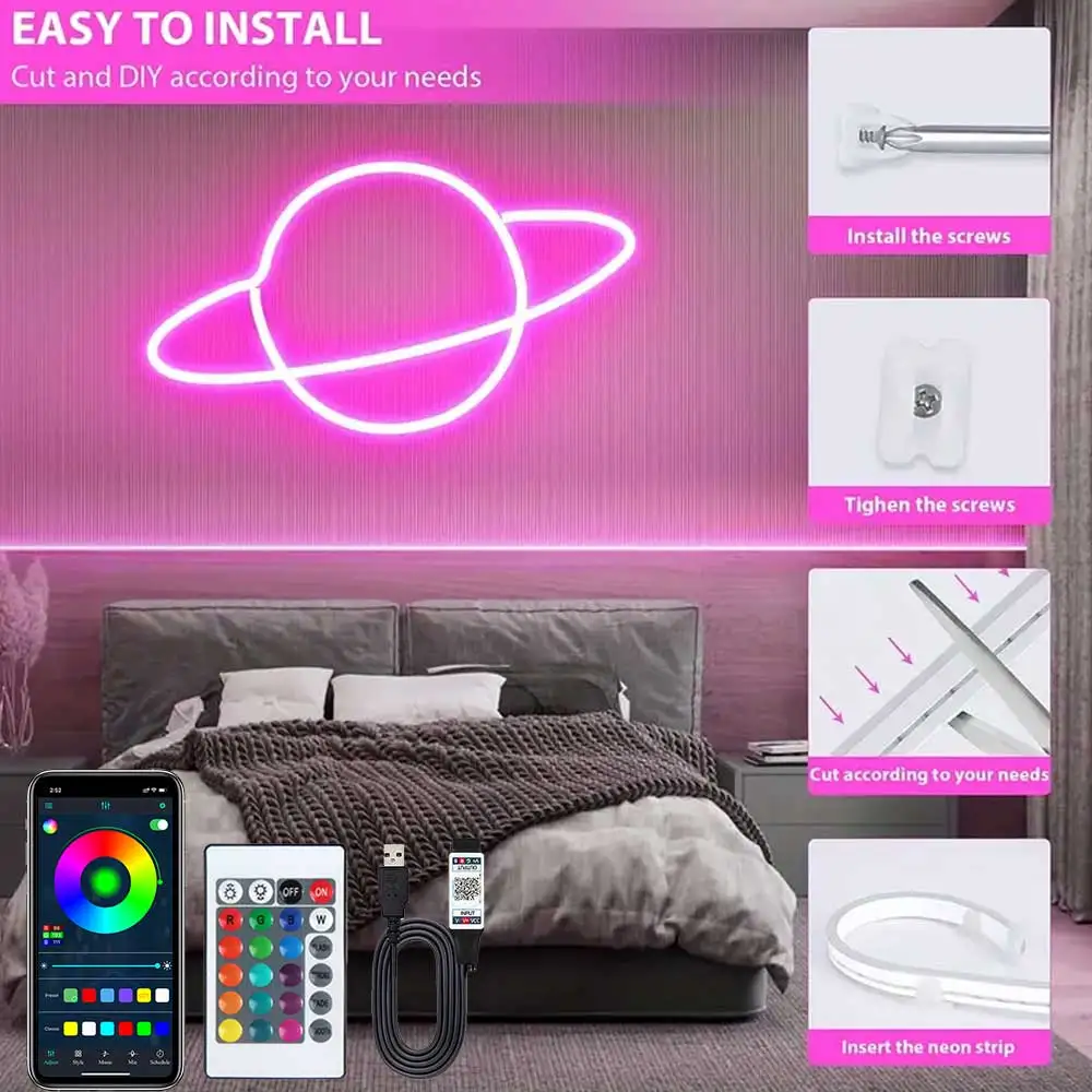 5V USB RGB light strip IP65 Waterproof 1/2/3/4/5M Neon Strip Bluetooth App And Remote Control For Home Neon Lighting