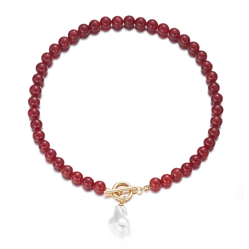 Handgefertigte böhmische Perlenimitat-Anhänger-Halskette, Quarz-Amethyst-Perlen, unregelmäßiges zerkleinertes Stein-Design für Party-Geschenk – Detail 8