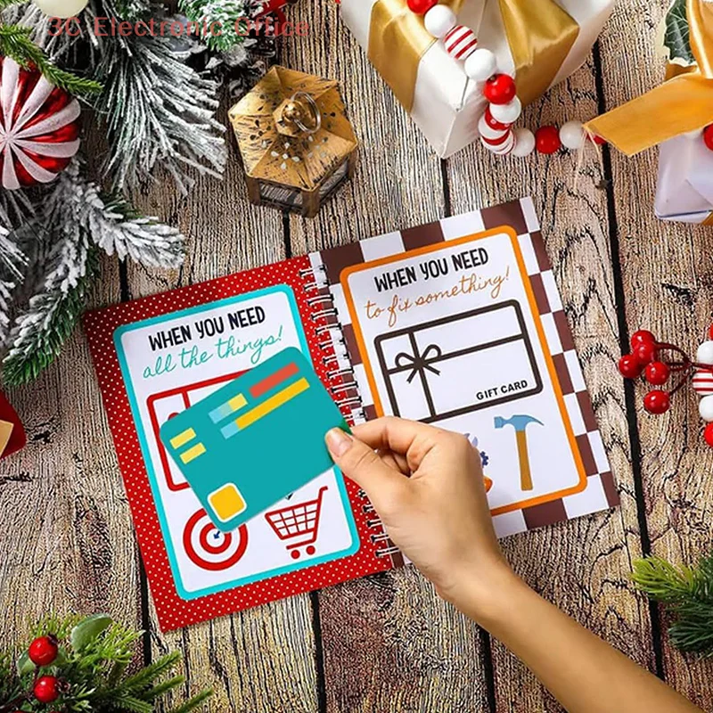 Feliz natal cartão de presente livro cor espiral encadernado cartão livro com suporte para cartões de férias de natal