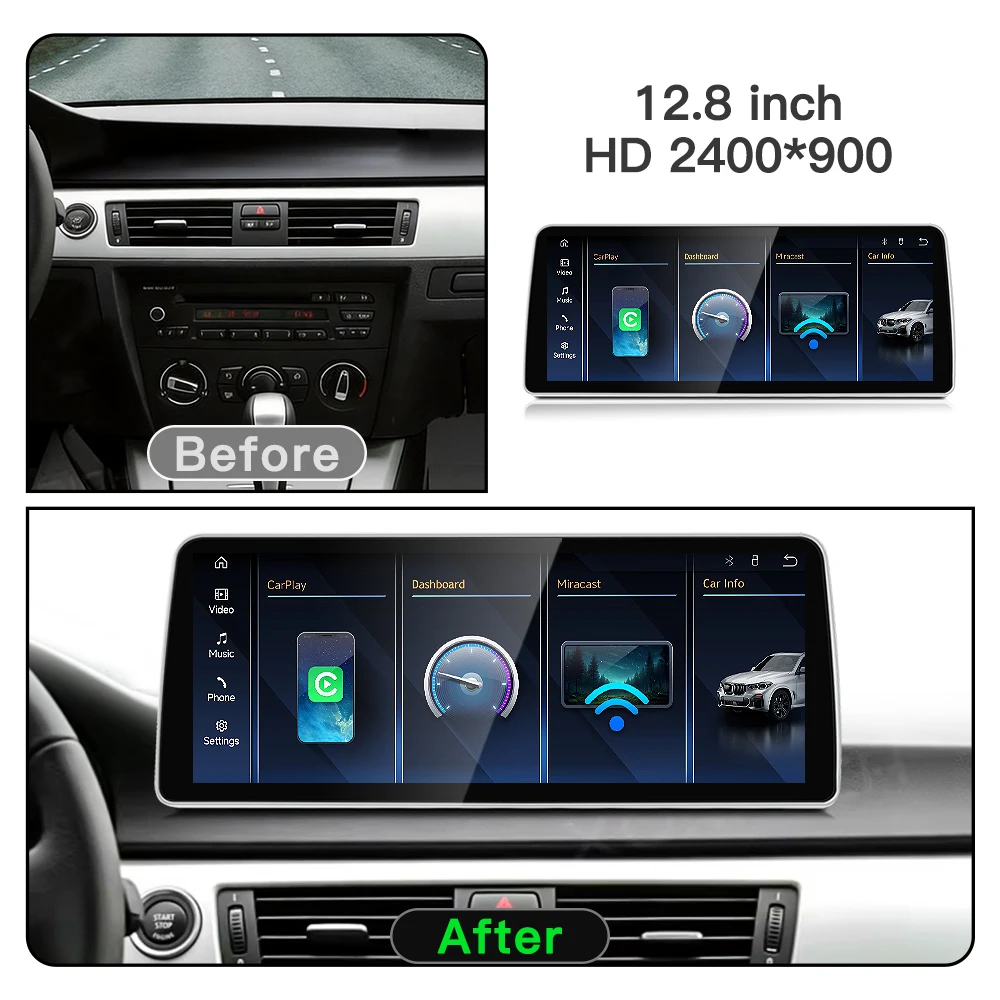 STWEI 2026 new Linux 12.8in Car Video Player For BMW 3 Series E90 E91 E92 E93 Wireless CarPlay Android Auto HD Screen Car Stereo