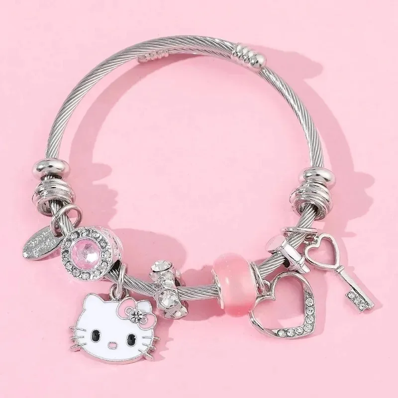 Miniso Sanrio Bracelet Cartoon Cute Kt Cat Fashionable High-End Women Jewelry Kawaii Adjustable Size Bracelet Girl Holiday Gift