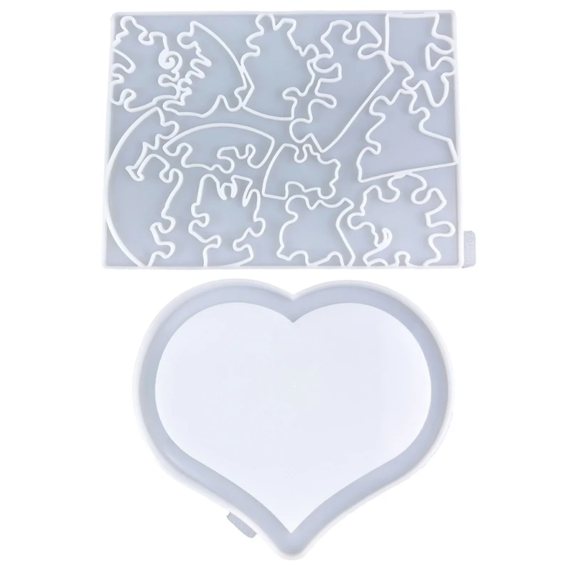 2Pcs Eye Catching Heart Puzzle Shapes Ornament Silicone Molds for Craft Projects Drop shipping