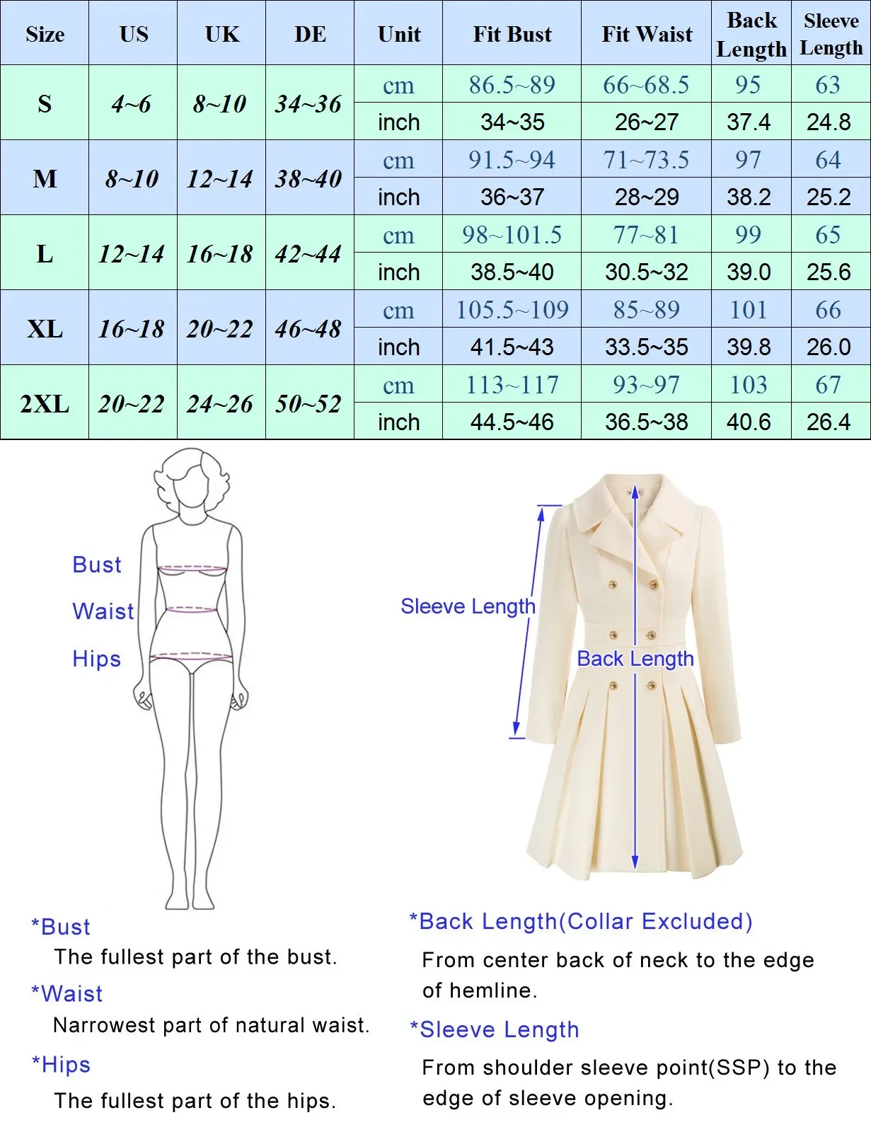GK Women Long Sleeve Coat Double Breasted Overcoat Above Knee Pleated Lapel A-Line Wool Blends Coat Winter Warm Jackets