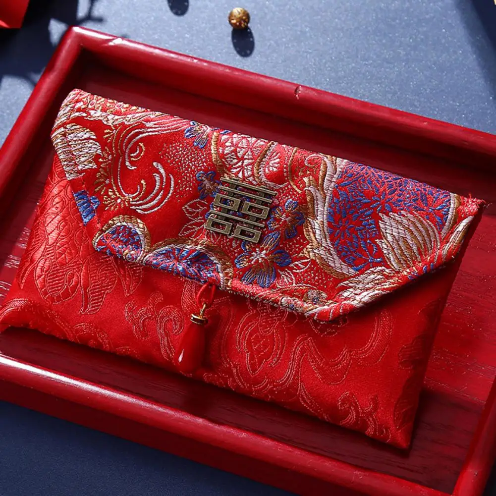 Satin Envelopes Chinese Envelope Embroidered Satin Cash Envelope Lucky Money Pocket for Wedding Spring Festival for New