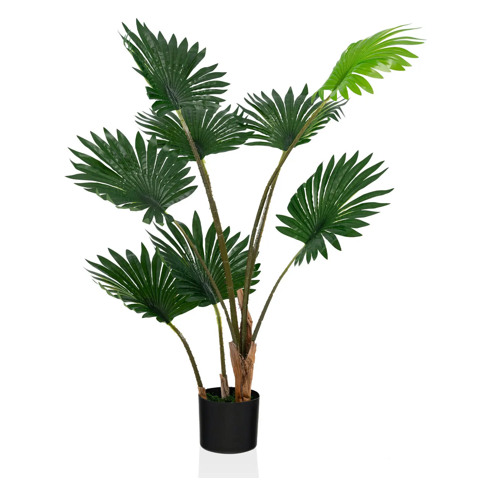 Costway 4FT Artificial Tree Artificial Fan Palm Tree Fake Palm Plant for Indoor Outdoor