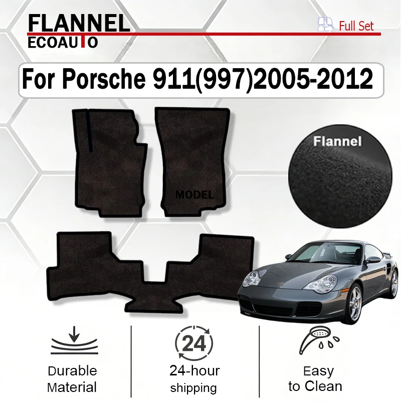 ECOAUTO Flannel Car Floor Mats Carpet Rugs For Porsche 911(997)2005-2012 Anti-slip Stylish Odorless Flame retardant Waterproof