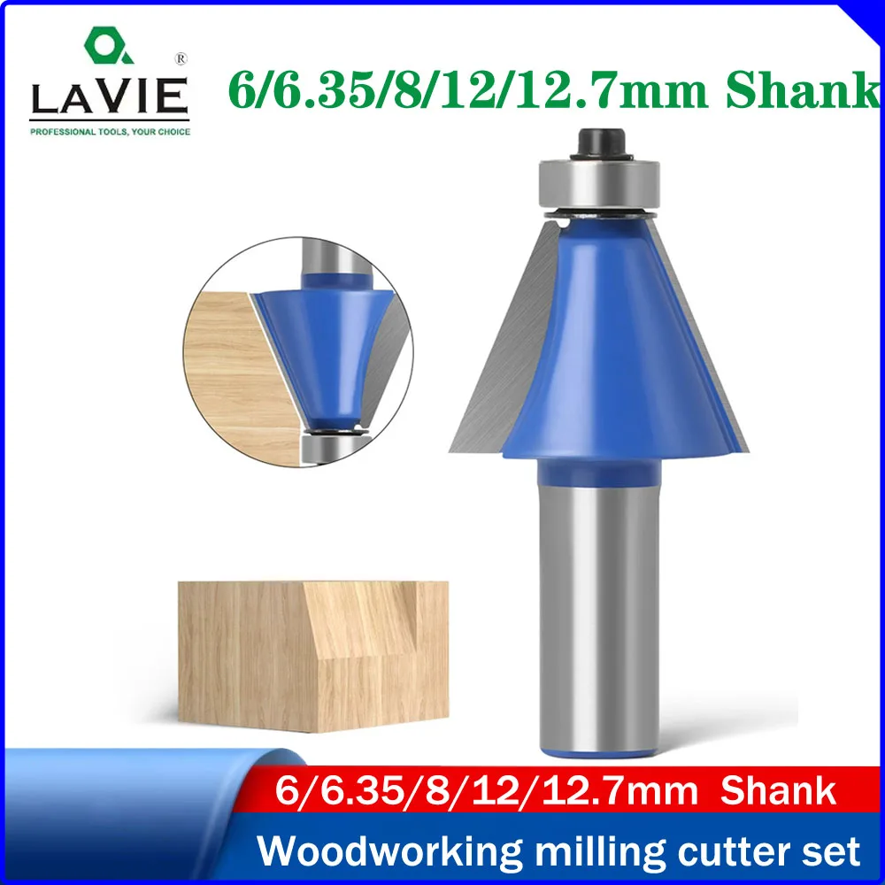 

LAVIE 1pc 1/4" / 1/2" 8mm Shank Chamfer 22.5° Bevel Router Bit, Woodworking Milling Cutter,Trimmer & Engraving Bit,Bevel Cutter