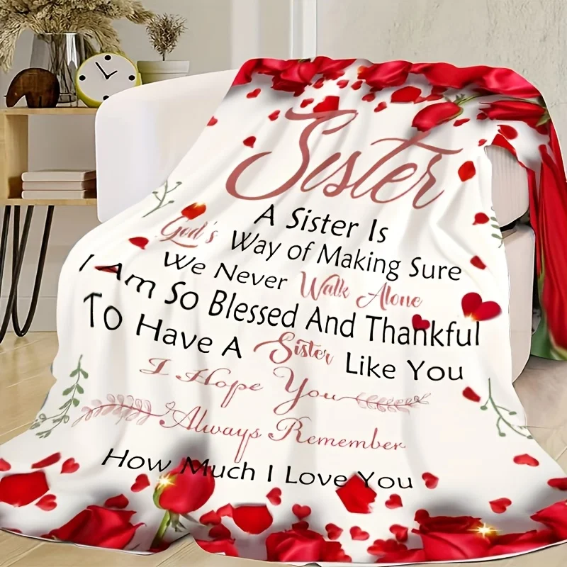Sister Love Keepsake Throw Blanket Gift for Sister Best Friend Family Keepsake Cozy Decor