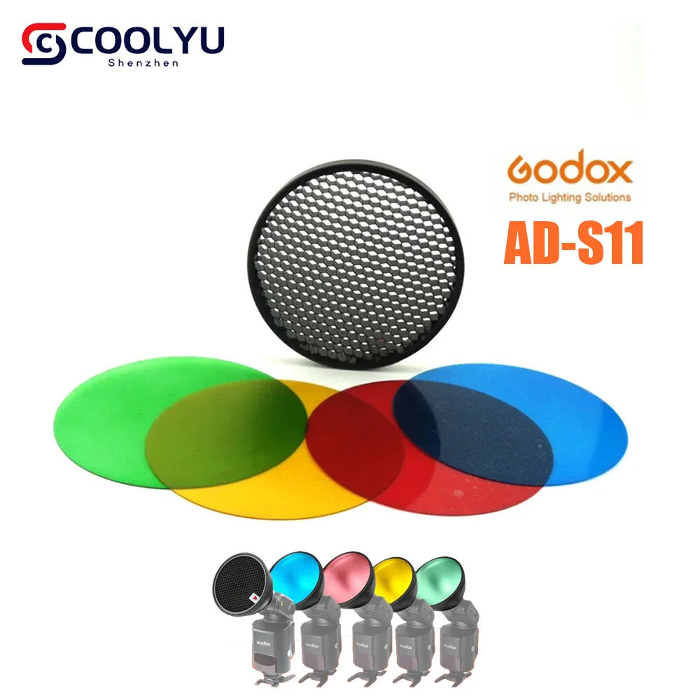 Godox AD-S11 Colors Filter Gel Pack Honeycomb Grid Cover Reflector for Witstro Flash AD200 PRO AD180 AD360 AD360II Accessories