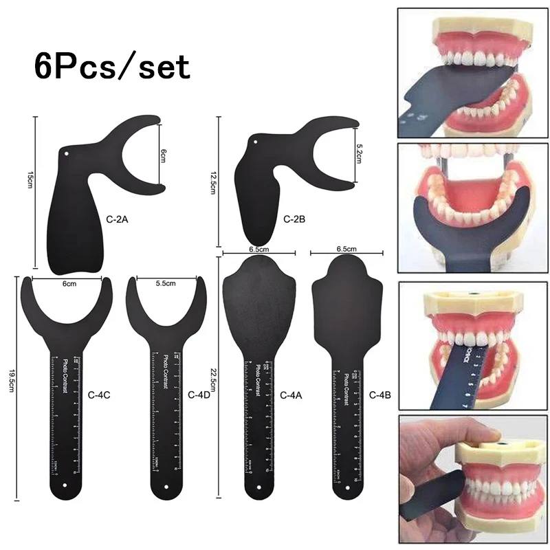 

6Pcs/set Dentistry Photo Comparison Background Orthodontic Tool Set Autoclavable Dental Contrast Intraoral Photographic Mirror