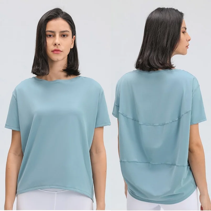 

Women Back in Action Loose Short Sleeve Shirts Yoga Sports T-shirt Sportswear Casual Breathable Outdoor Jogging Blouse Top