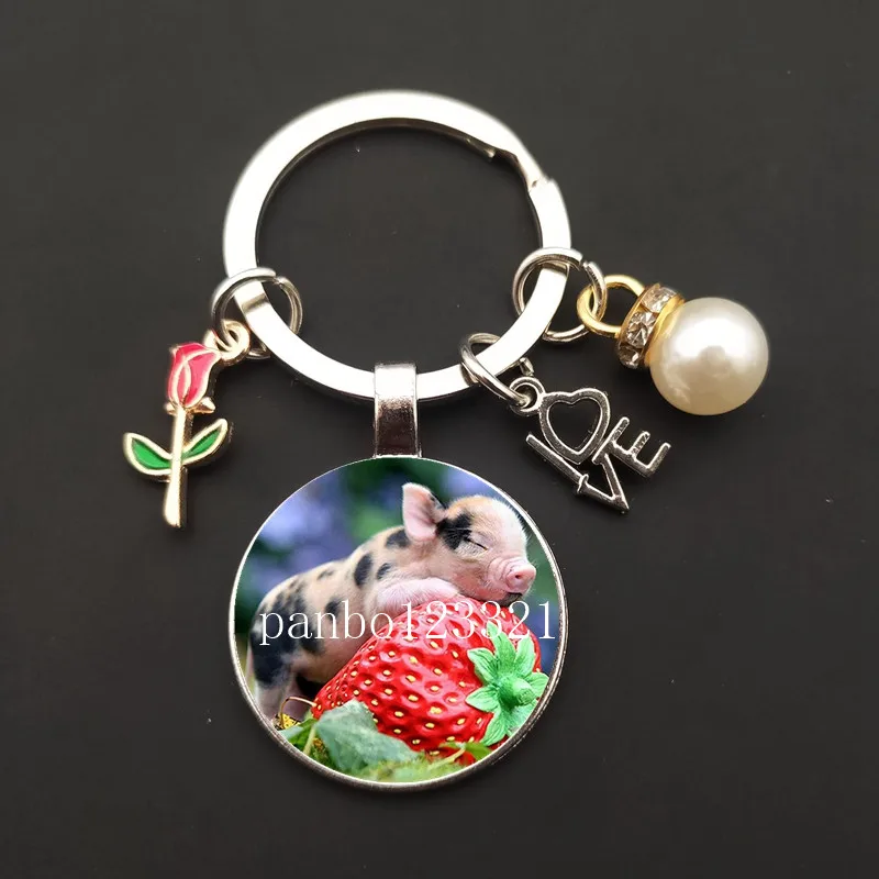 شخصية عصرية أصبع المفاتيح لطيف خنزير القط النمر البقرة الحيوان عاشق المفاتيح قلادة الرجال والنساء مجوهرات مجوهرات #2