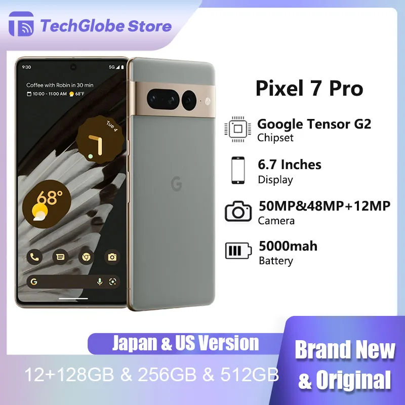 New Original Google Pixel 7pro 5G Smartphone Android Google Pixel 7 pro 6.7inch Cell Phone 12GB RAM 128GB 256GB ROM phones NFC