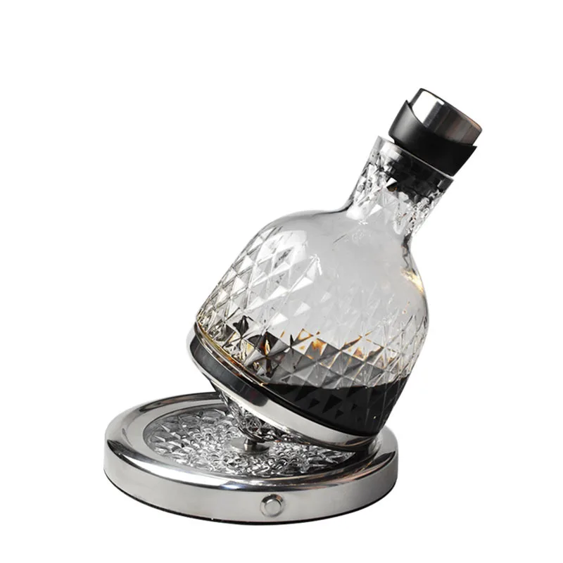 

Tumbler gyro rotating fast decanter luxury high-end controllable lighting color-changing base crystal decanter