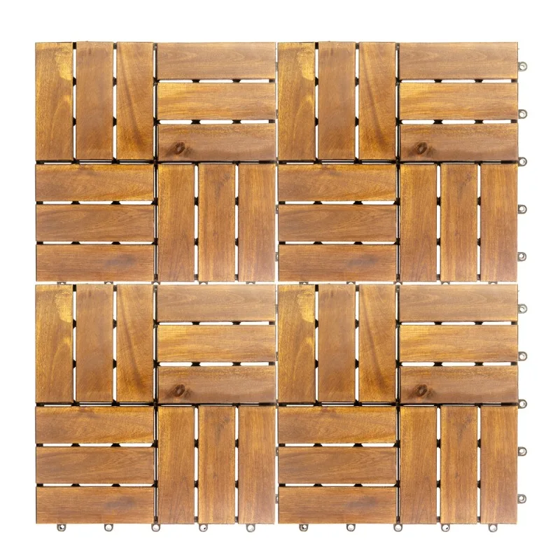 10 قطع من بلاط سطح السفينة من السنط 12 شريحة مدقق تصميم مثالي للمساحات الخارجية اتصال ضيق مقاوم للطقس #2